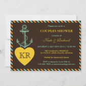 Rustic Brown Anchor Love Couples — Uitnodiging (Voorkant)