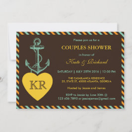 Rustic Brown Anchor Love Couples — Uitnodiging