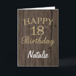 Rustic Brown and Gold Glitter 18th Birthday Card Kaart<br><div class="desc">Rustic Brown and Gold Glitter 18th Birthday Card met persoonlijke naam. Voor verdere aanpassing,  te klikken gelieve de knoop "van de Aanpassing het"en ons ontwerphulpmiddel te gebruiken om deze sjabloon te wijzigen.</div>