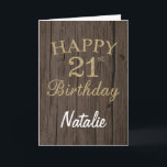 Rustic Brown and Gold Glitter 21st Birthday Card Kaart<br><div class="desc">Rustic Brown and Gold Glitter 21st Birthday Card met persoonlijke naam. Voor verdere aanpassing,  te klikken gelieve de knoop "van de Aanpassing het"en ons ontwerphulpmiddel te gebruiken om deze sjabloon te wijzigen.</div>