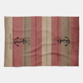Rustic Brown and Red Wood Nautical - Monogram Theedoek (Horizontaal)