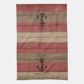 Rustic Brown and Red Wood Nautical - Monogram Theedoek (Verticaal)