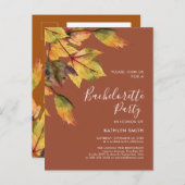 Rustic Brown Autumn Foliage Bachelorette Party Uitnodiging Briefkaart (Voorkant / Achterkant)