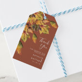 Rustic Brown Autumn Foliage Fall Weddenschap Cadeaulabel