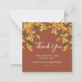 Rustic Brown Autumn Foliage Fall Weddenschap Notitiekaartje (Voorkant)