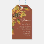 Rustic Brown Autumn Foliage Fall Weddenschap Welko Cadeaulabel (Voorkant)