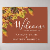 Rustic Brown Autumn Foliage Fall Weddenschap Welko Poster (Voorkant)