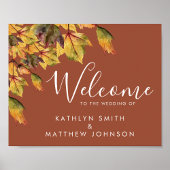 Rustic Brown Autumn Foliage Fall Weddenschap Welko Poster