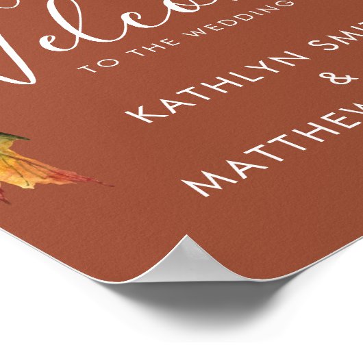 Rustic Brown Autumn Foliage Fall Weddenschap Welko Poster (Hoek)