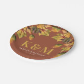 Rustic Brown Autumn Foliage Fall Wedding Monogram Papieren Bordje (Gekanteld)