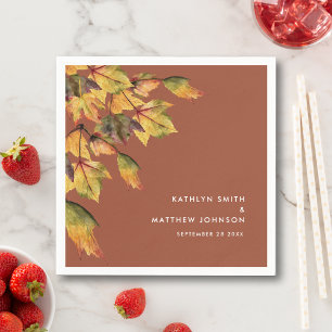 Rustic Brown Autumn Foliage Fall Wedding Party Servet