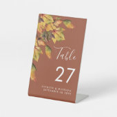 Rustic Brown Autumn Foliage Fall Wedding Reclamebord Met Voetstuk (Voorkant)