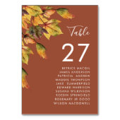 Rustic Brown Autumn Foliage Wedding Guest Name Kaart (Achterkant)