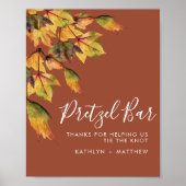 Rustic Brown Autumn Foliage Wedding Pretzel Bar Poster (Voorkant)