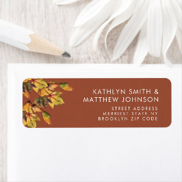 Rustic Brown Autumn Foliage Wedding Return Address Etiket