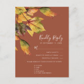 Rustic Brown Autumn Foliage Wedding RSVP Uitnodiging Briefkaart (Voorkant)