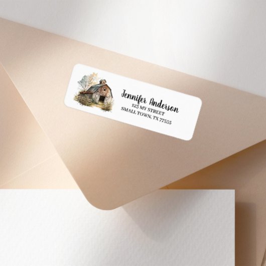 Rustic Brown Barn Farm Address Etiket