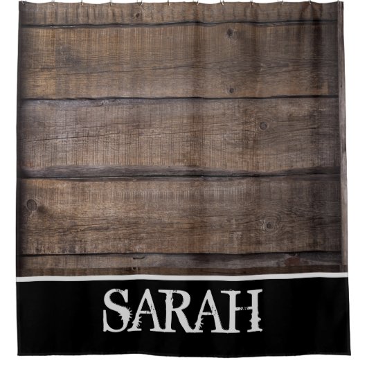 Rustic Brown Barn Farmhouse Name Custom Douchegordijn (Voorkant)