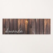 Rustic Brown Barn Wood Script Custom Name Yogamat (Voorkant (horizontaal))