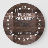 Rustic Brown Barn Wood Wedding Grote Klok (Voorkant)