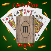 Rustic Brown Barnwood Custom Monogrammed Pokerkaarten