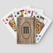 Rustic Brown Barnwood Custom Monogrammed Pokerkaarten (Achterkant)