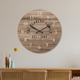 Rustic Brown Barnwood Farmhouse Familie Grote Klok