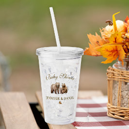 Rustic Brown Bear Family Baby Shower Acryl Drinkbeker