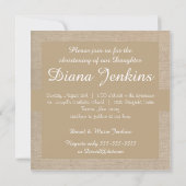 Rustic Brown & Beige Burlap Baptism Uitnodiging (Achterkant)