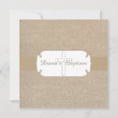 Rustic Brown & Beige Burlap Baptism Uitnodiging (Voorkant)