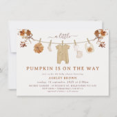 Rustic Brown Beige Clothesline Herfst baby shower Kaart (Voorkant)