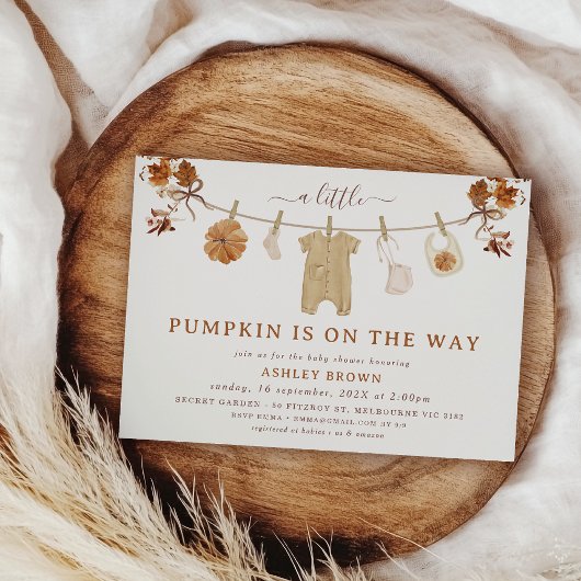 Rustic Brown Beige Clothesline Herfst baby shower Kaart