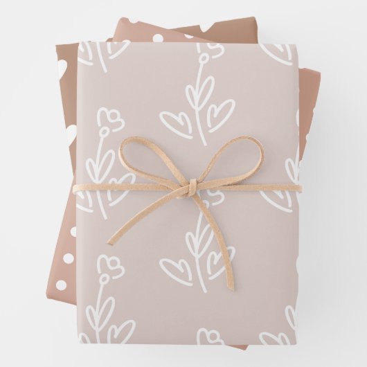 Rustic Brown Beige Girly Inpakpapier Vel (In situ)