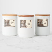 Rustic Brown Beige Photo Paws Dog Treats Voedselcontainer Etiket (Flessen)