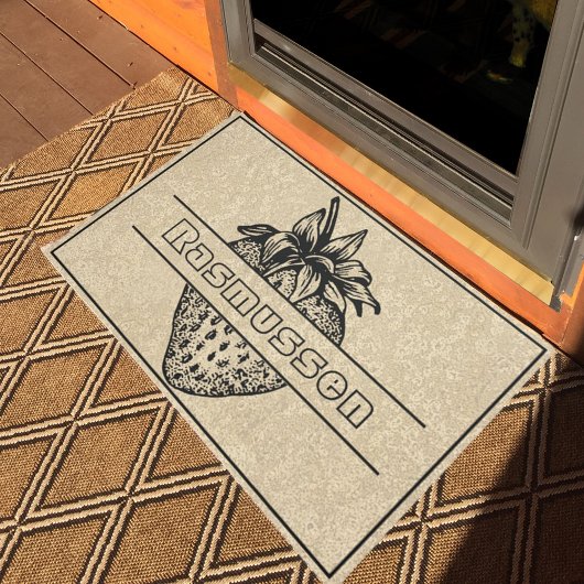 Rustic Brown Black Strawberry Aangepaste naam Welk Deurmat