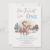 Rustic Brown Blue Hoe West was een 1e verjaardag Kaart (Voorkant)