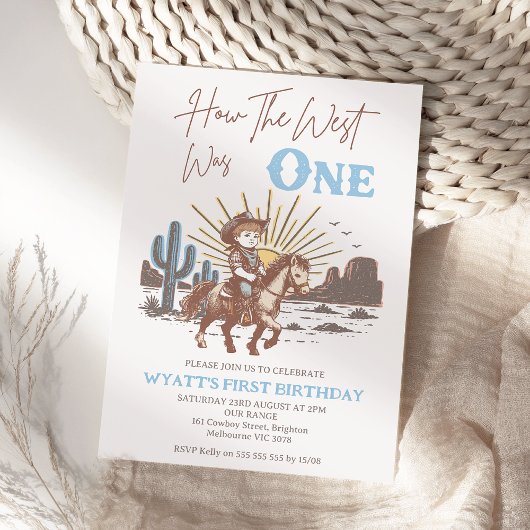 Rustic Brown Blue Hoe West was een 1e verjaardag Kaart