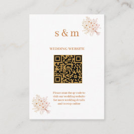 Rustic Brown & Blush Bloemen Bruiloft Website Kaar Informatiekaartje