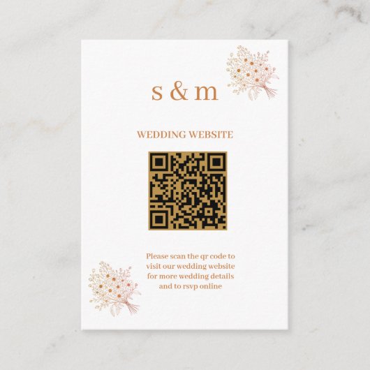 Rustic Brown & Blush Bloemen Bruiloft Website Kaar Informatiekaartje (Voorkant)