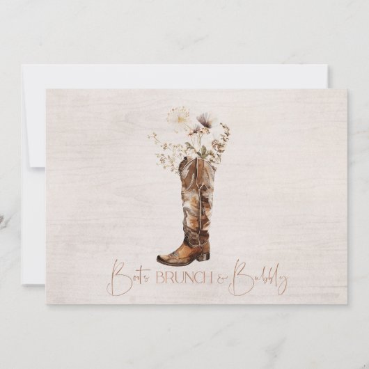 Rustic Brown Boot Brunch Bubbly Vrijgezellenfeest Kaart (Achterkant)