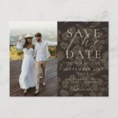 Rustic Brown Botanical Pattern Photo Wedding Aankondigingskaart (Voorkant)