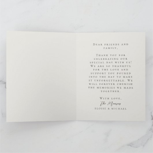 Rustic Brown Botanical Pattern Photo Wedding Bedankkaart (Binnen)