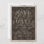 Rustic Brown Botanical Pattern Photo Wedding Save The Date (Voorkant)