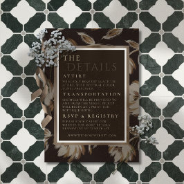 Rustic Brown Botanical Pattern Wedding Informatiekaartje