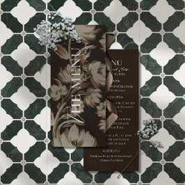 Rustic Brown Botanical Pattern Wedding Menu