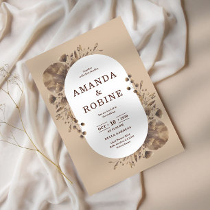 Rustic Brown Botanical Wedding Invitation Kaart