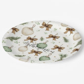 Rustic Brown Bows Cream Green Christmas   Papieren Bordje (Gekanteld)