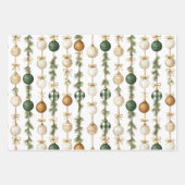 Rustic Brown Bows Cream Green Christmas Trees Deer Inpakpapier Vel (Voorkant 3)