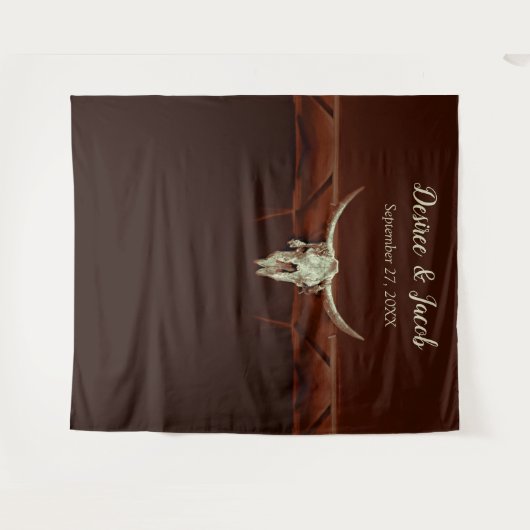 Rustic Brown Bull Skull Country Western Weddenscha Wandkleed (Voorkant (horizontaal))