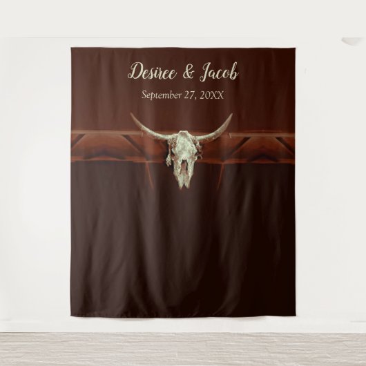 Rustic Brown Bull Skull Country Western Weddenscha Wandkleed (Voorkant)